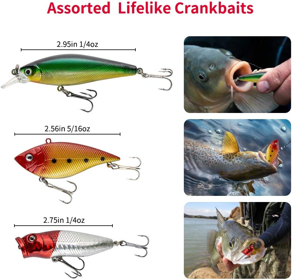 Fishing Lures Kit for Freshwater Bait Tackle Kit for Bass Trout Salmon Fishing Accessories Tackle Box Including Spoon Lures Soft Plastic Worms - Image 2
